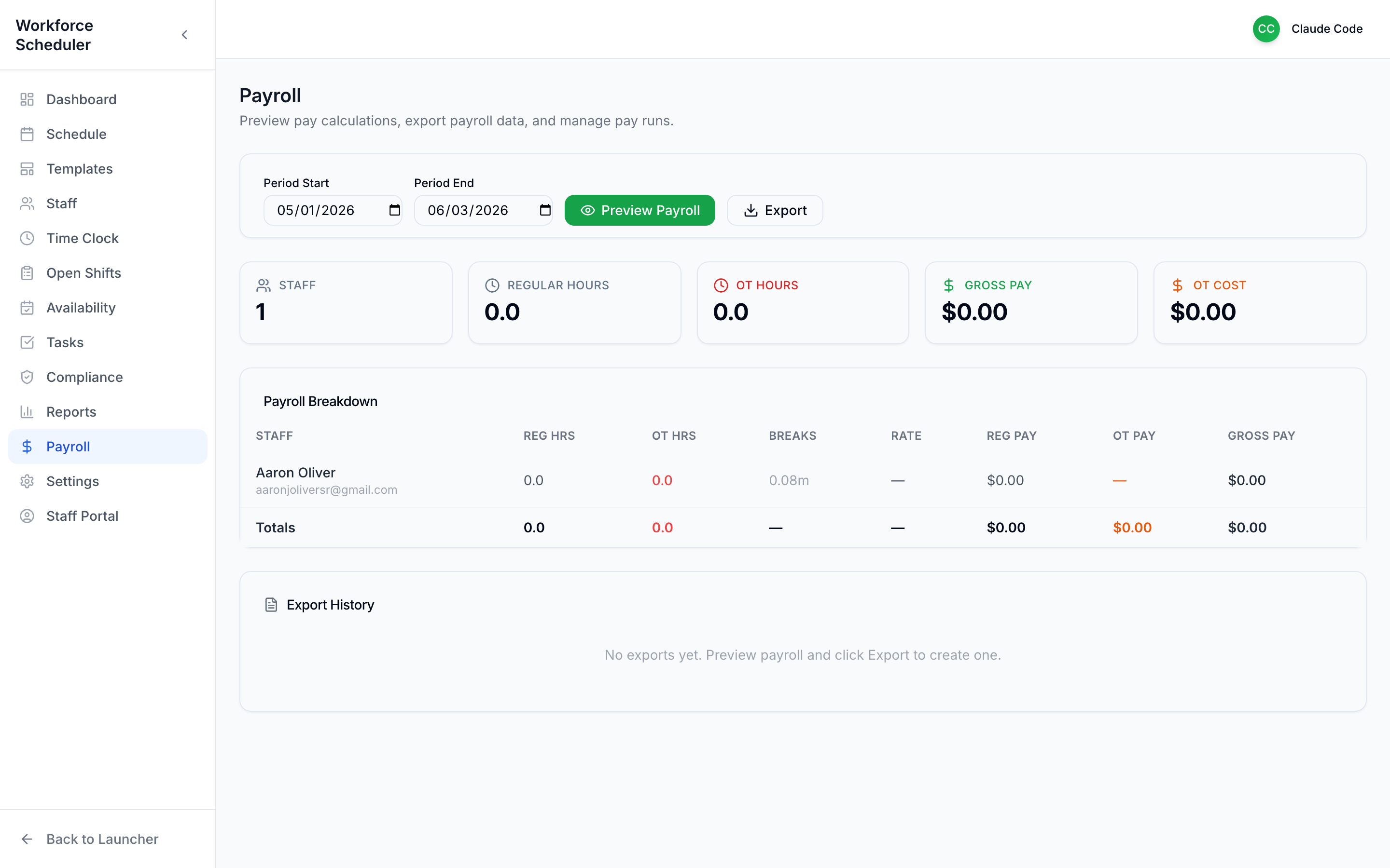 Payroll preview